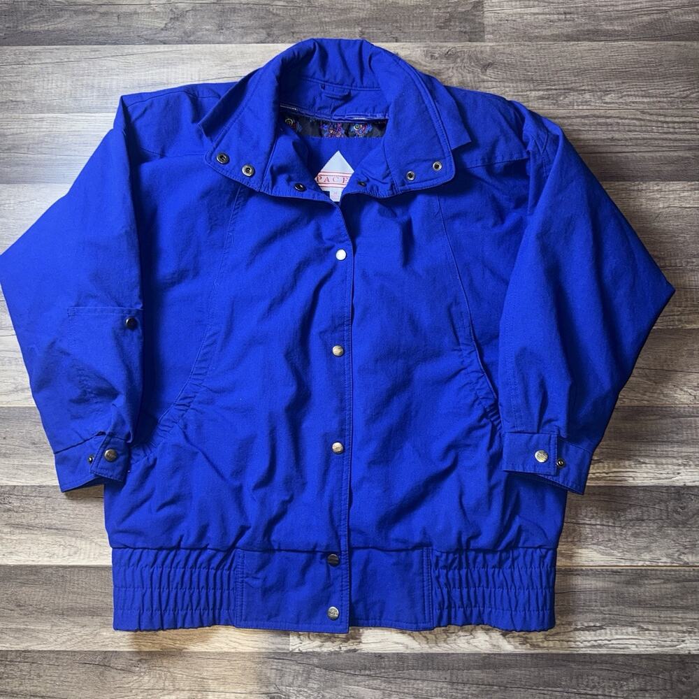 Vintage 80s Pacer Men’s Oversized Bomber Jacket Blue Paisley Lined Korea Medium